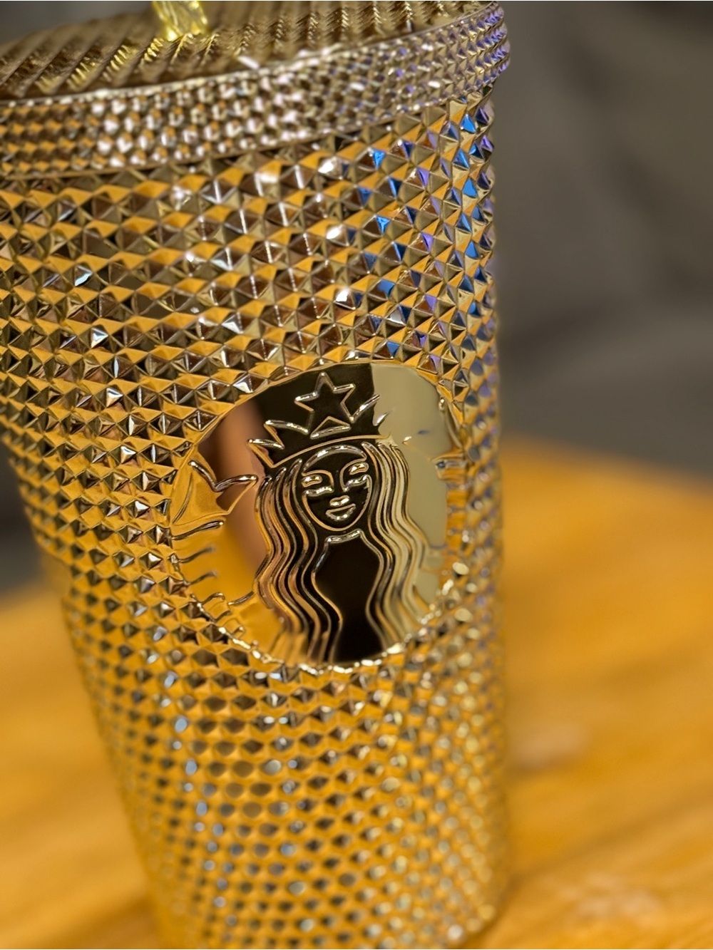 Starbucks Metallic Gold Studded 16 oz Tumbler with Logo
